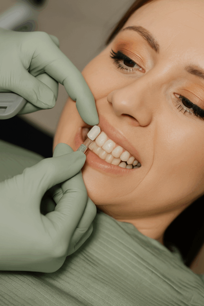 Prueba de tonalidad de carillas dentales